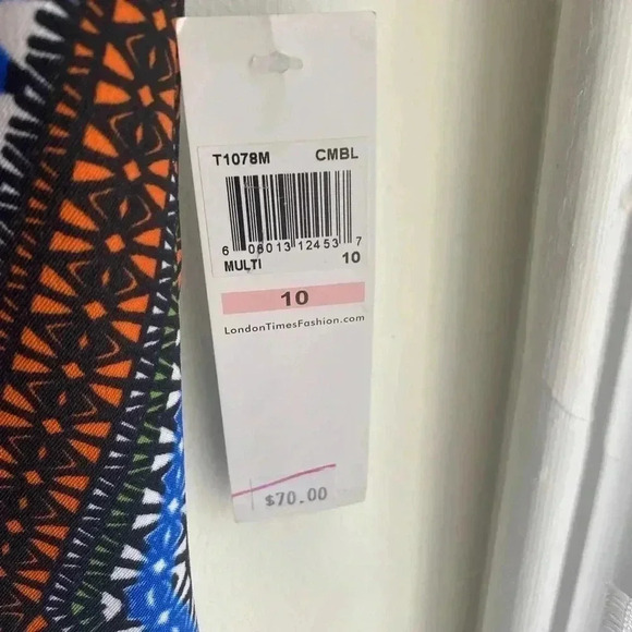 London Times Sheath Dress Women’s Size 10 Multicolor Sleeveless Shift Aztec - Picture 6 of 6